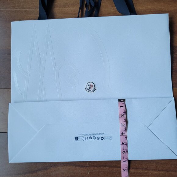 Moncler White Gift Bag Embossed Logo Empty Reusable Decorative Shopping 19 x 16 - Picture 13 of 15